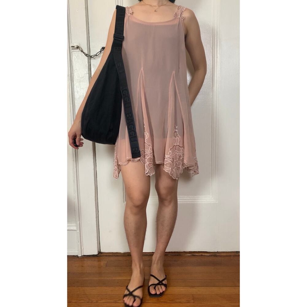 Free people floral pattern beaded sheer mini dress - Picture 2 of 5
